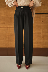 Beli Lastikli Pileli Pantolon Siyah