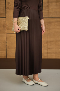 Beli Lastikli Piliseli Etek Kahverengi