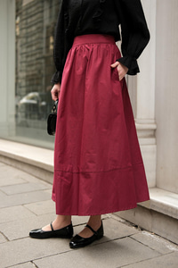 Beli Lastikli Poplin Etek Bordo