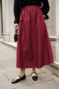 Beli Lastikli Poplin Etek Bordo