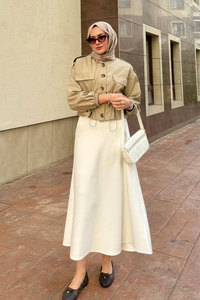 Beli Lastikli Scuba Etek Beyaz