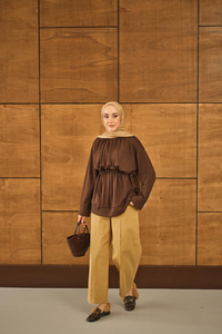 Beli Lastikli Tunik Kahverengi