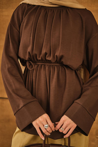 Beli Lastikli Tunik Kahverengi