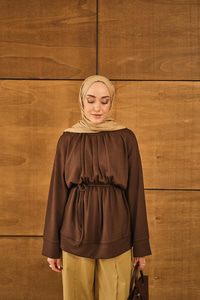 Beli Lastikli Tunik Kahverengi