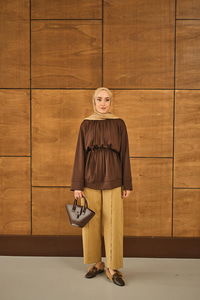 Beli Lastikli Tunik Kahverengi