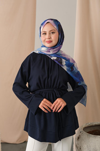 Beli Lastikli Tunik Lacivert