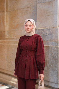 Beli Pens Detaylı Takım Bordo