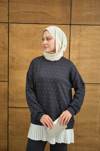 Beli Pileli Taşlı İkili Takım Füme