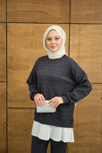 Beli Pileli Taşlı İkili Takım Füme