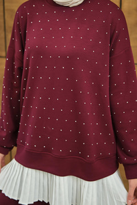 Beli Pileli Taşlı İkili Takım Mürdüm