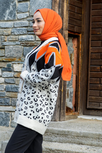 Uygun Fiyatlı BENEK DESENLI HIRKA TURUNCU | Loccomoda.com 