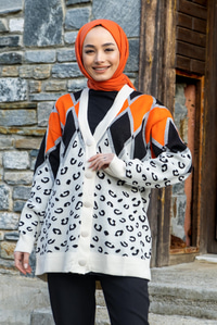 Uygun Fiyatlı BENEK DESENLI HIRKA TURUNCU | Loccomoda.com 