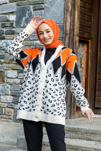 Uygun Fiyatlı BENEK DESENLI HIRKA TURUNCU | Loccomoda.com 