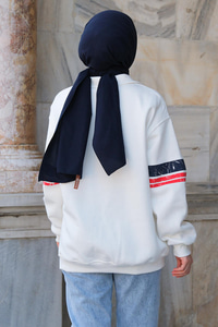 Beyaz Fermuarlı Legends Sweat Beyaz