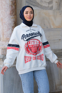 Beyaz Fermuarlı Legends Sweat Beyaz