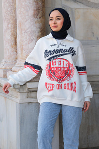 Beyaz Fermuarlı Legends Sweat Beyaz