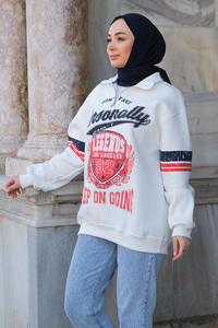 Beyaz Fermuarlı Legends Sweat Beyaz