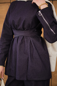 Bileği Fermuarlı Ön Yırtmaçlı Bel Bağlamalı Takım Mor