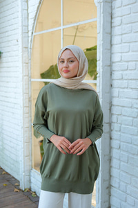 Bilek Gold Aksesuar Detay Tunik Çağla Yeşil