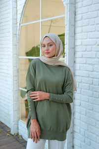 Bilek Gold Aksesuar Detay Tunik Çağla Yeşil