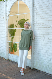 Bilek Gold Aksesuar Detay Tunik Çağla Yeşil