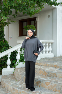 Bilek Gold Aksesuar Detay Tunik Füme