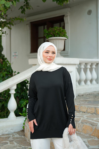 Bilek Gold Aksesuar Detay Tunik Siyah