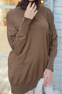 Bilek Gold Aksesuar Detay Tunik Vizon