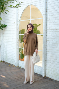 Bilek Gold Aksesuar Detay Tunik Vizon