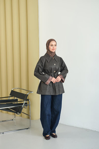 Bilekleri Ekose Görünümlü Trenç Kahverengi