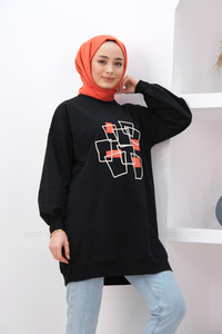 BIRLESIK DESEN TUNIK SIYAH