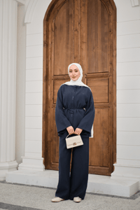 Bisiklet Yaka Bel Bağlamalı Basic Takım Lacivert