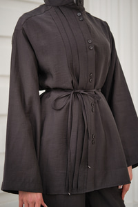 Bisiklet Yaka Bel Bağlamalı Basic Takım Antrasit