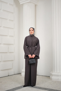 Bisiklet Yaka Bel Bağlamalı Basic Takım Antrasit