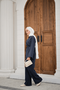 Bisiklet Yaka Bel Bağlamalı Basic Takım Lacivert