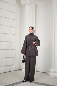 Bisiklet Yaka Bel Bağlamalı Basic Takım Antrasit