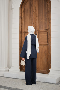 Bisiklet Yaka Bel Bağlamalı Basic Takım Lacivert