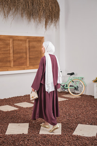 Bisiklet Yaka Beli Kendinden Desenli Takım Mürdüm