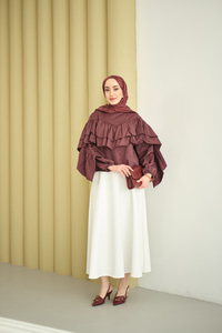 Bisiklet Yaka Büzgülü Balon Kol Tunik Mürdüm