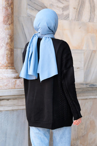 Bisiklet Yaka Fermuarlı Sweat Siyah