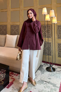 Bisiklet Yaka Gömlek Bordo