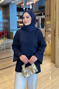 Bisiklet Yaka Gömlek Lacivert