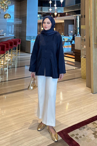 Bisiklet Yaka Gömlek Lacivert