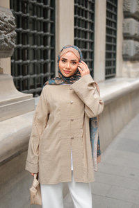 Bisiklet Yaka Gömlek Vizon