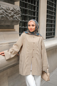 Bisiklet Yaka Gömlek Vizon