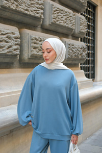 Bisiklet Yaka İkili Takım Açık Mavi