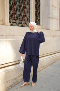 Bisiklet Yaka İkili Takım Lacivert