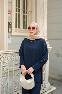 Bisiklet Yaka İkili Takım Lacivert