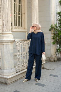 Bisiklet Yaka İkili Takım Lacivert