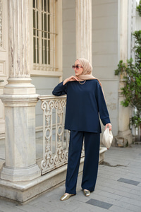 Bisiklet Yaka İkili Takım Lacivert